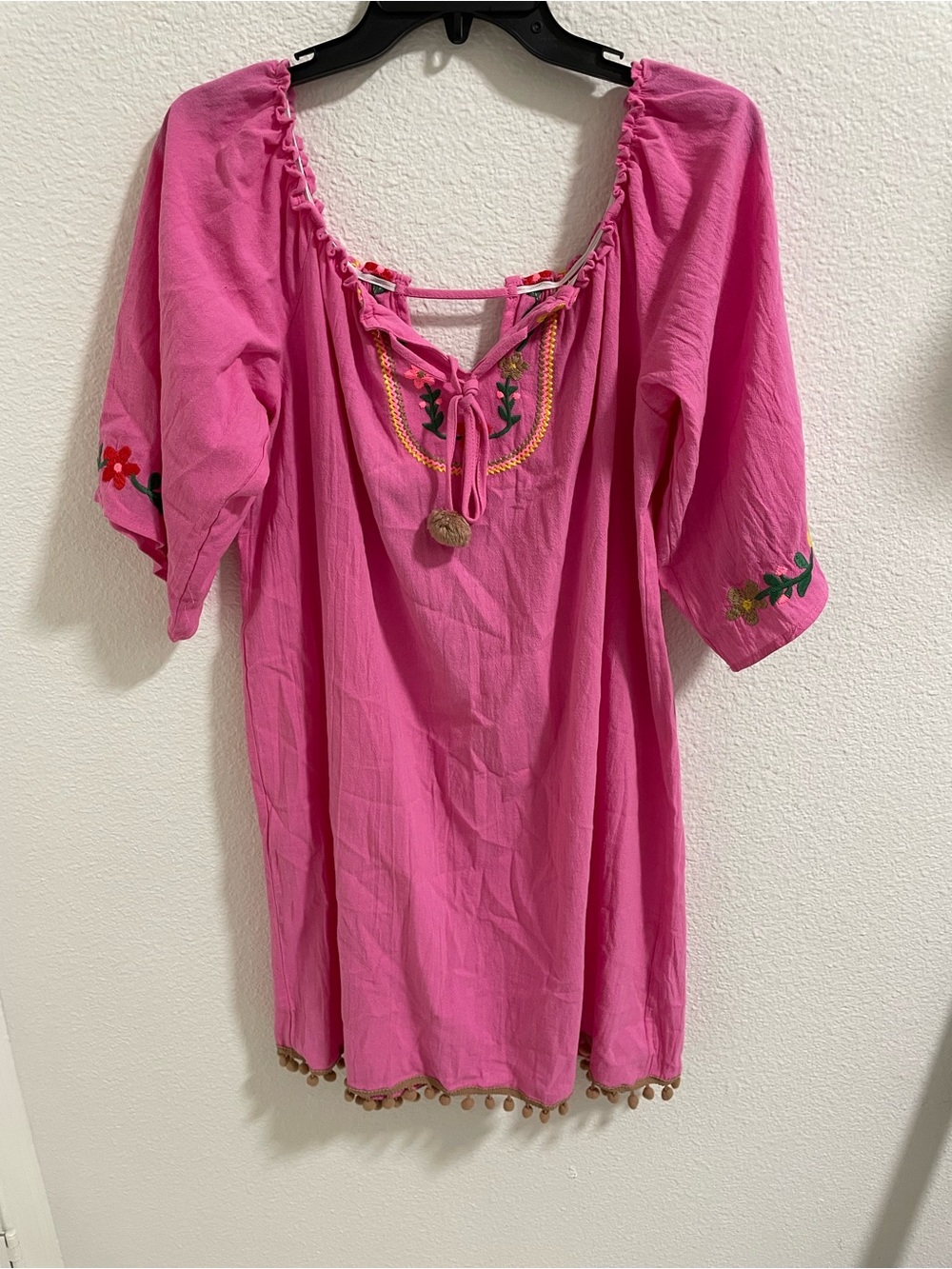 easel Pink Embroidered Floral Dress NEW